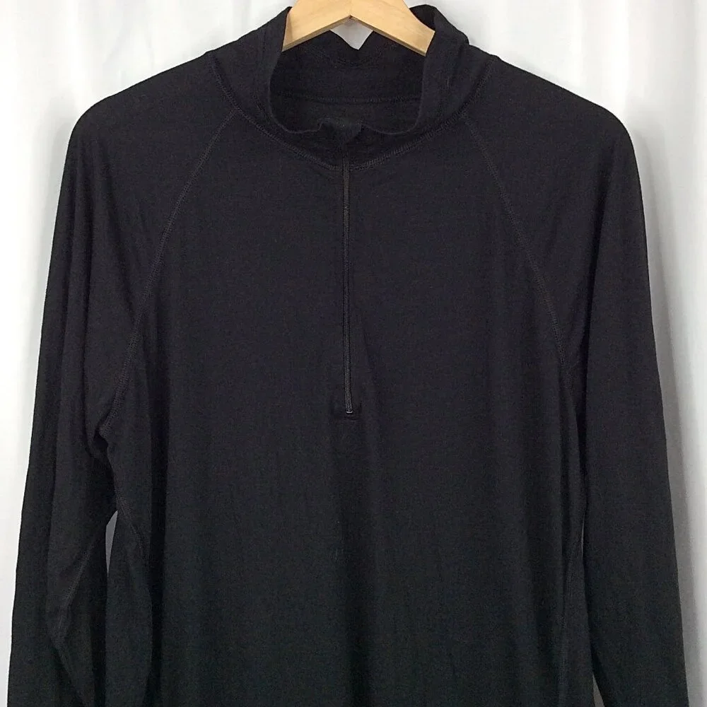 Gordini Lavawool 1/4 Zip Pullover Shirt Large Black Merino Wool Blend Base Layer